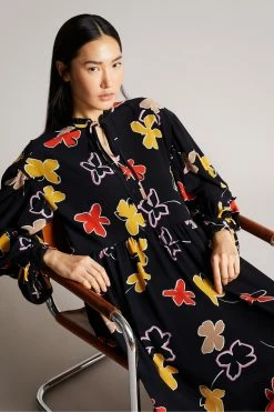 Ted Baker Yviee Black Chuck On Midi Dress With Ruffles 11 Ted Baker Yviee Black Chuck On Midi Dress With Ruffles -TED BAKER Sales Store unnamed file 1026