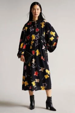 Ted Baker Yviee Black Chuck On Midi Dress With Ruffles 13 Ted Baker Yviee Black Chuck On Midi Dress With Ruffles -TED BAKER Sales Store unnamed file 1028