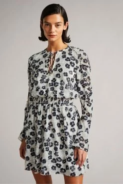 Ted Baker Felici Mid Grey Ruched Detail Mini Dress -TED BAKER Sales Store unnamed file 1034