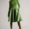 Ted Baker Green Zadi Knitted Frill Full Skirt Dress -TED BAKER Sales Store unnamed file 1047