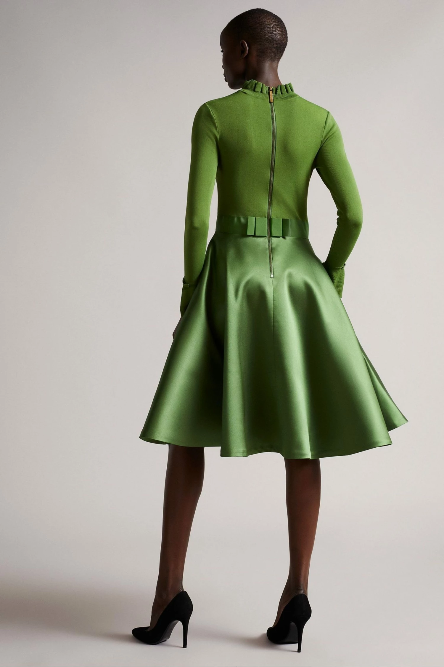 Ted Baker Green Zadi Knitted Frill Full Skirt Dress 4 Ted Baker Green Zadi Knitted Frill Full Skirt Dress - Image 2