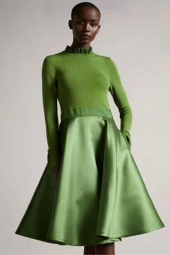 Ted Baker Green Zadi Knitted Frill Full Skirt Dress 12 Ted Baker Green Zadi Knitted Frill Full Skirt Dress -TED BAKER Sales Store unnamed file 1049