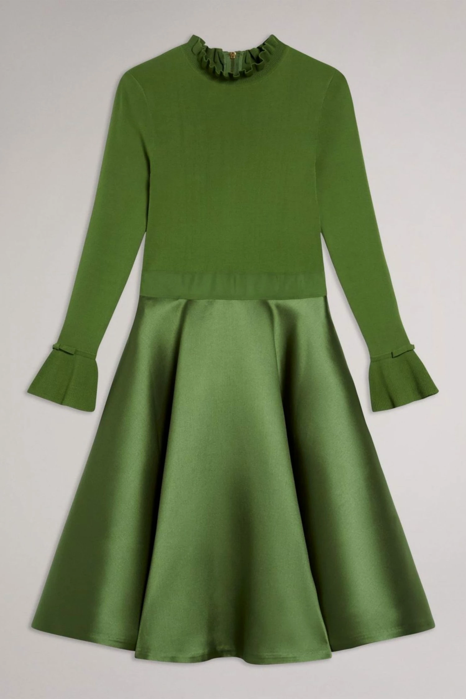 Ted Baker Green Zadi Knitted Frill Full Skirt Dress 7 Ted Baker Green Zadi Knitted Frill Full Skirt Dress - Image 5
