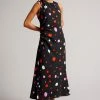 Ted Baker Black Lizzzee Ruched Side Detail Midi Dress -TED BAKER Sales Store unnamed file 1067