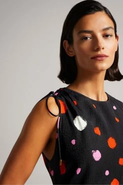 Ted Baker Black Lizzzee Ruched Side Detail Midi Dress -TED BAKER Sales Store unnamed file 1069