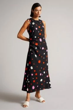 Ted Baker Black Lizzzee Ruched Side Detail Midi Dress -TED BAKER Sales Store unnamed file 1072