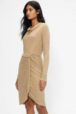 Ted Baker Natural Neyda Jersey Drape Long Sleeve Mini Dress -TED BAKER Sales Store unnamed file 1093