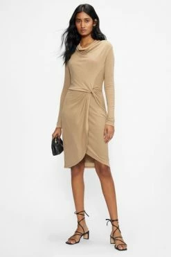 Ted Baker Natural Neyda Jersey Drape Long Sleeve Mini Dress -TED BAKER Sales Store unnamed file 1096
