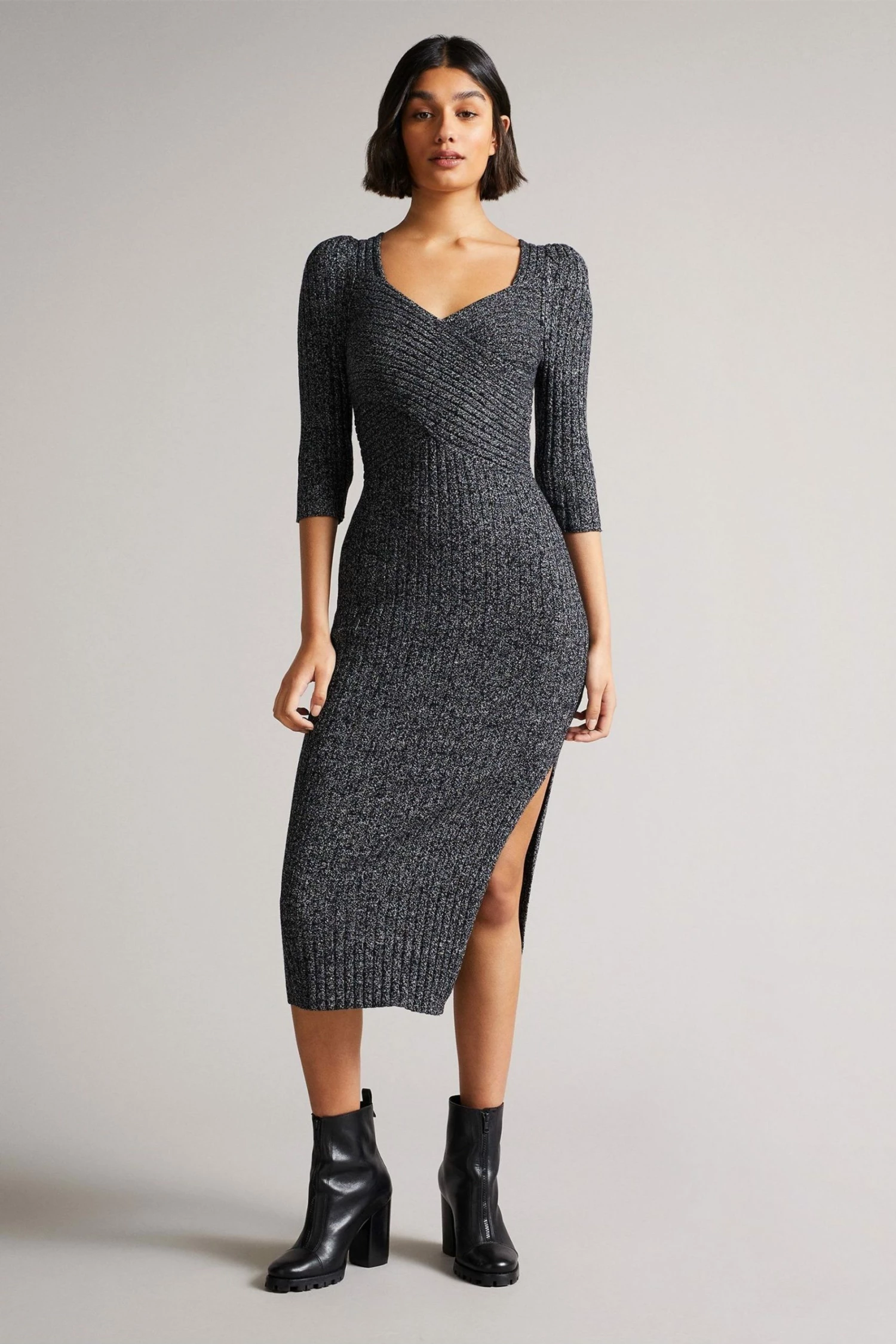 Ted Baker Chelsiy Black Sweetheart Neckline Knitted Dress 3 Ted Baker Chelsiy Black Sweetheart Neckline Knitted Dress