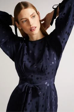 Ted Baker Livela Dk-Blue Spot Jacquard Midaxi Dress -TED BAKER Sales Store unnamed file 1102