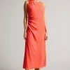 Ted Baker Deep-Pink Luissaa Ruched Side Detail Midi Dress -TED BAKER Sales Store unnamed file 1105