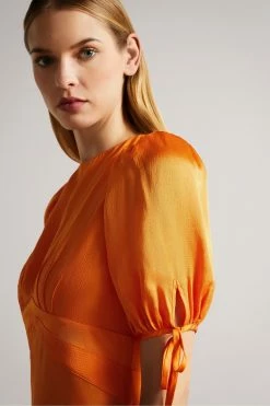 Ted Baker Orange Lysette Tie Detail Satin Tea Dress 10 Ted Baker Orange Lysette Tie Detail Satin Tea Dress -TED BAKER Sales Store unnamed file 1131