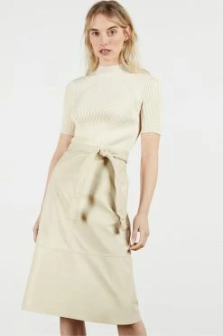 Ted Baker Natural Susanna Pleather Mockable Midi Dress -TED BAKER Sales Store unnamed file 1136