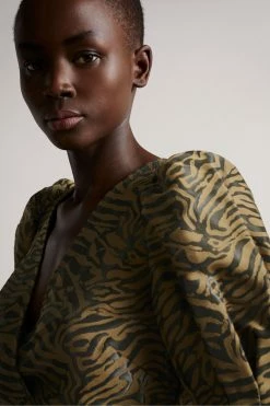 Ted Baker Black Puff Sleeve Top With Fixed Wrap -TED BAKER Sales Store unnamed file 1145