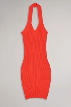 Ted Baker Mirelle Orange Bodycon Halter Knit Dress 11 Ted Baker Mirelle Orange Bodycon Halter Knit Dress -TED BAKER Sales Store unnamed file 1151