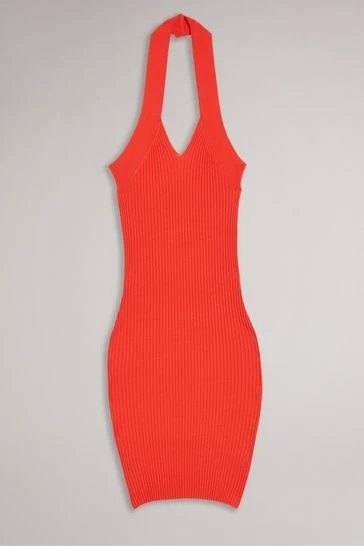 Ted Baker Mirelle Orange Bodycon Halter Knit Dress 8 Ted Baker Mirelle Orange Bodycon Halter Knit Dress - Image 6