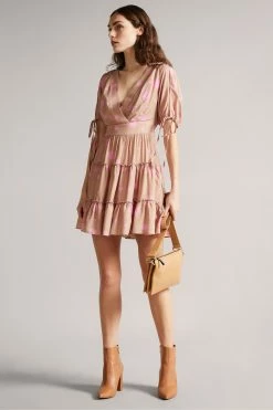 Ted Baker Stefina Lt-Brown Printed Tiered Mini Dress -TED BAKER Sales Store unnamed file 1155