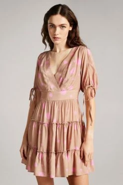 Ted Baker Stefina Lt-Brown Printed Tiered Mini Dress -TED BAKER Sales Store unnamed file 1158