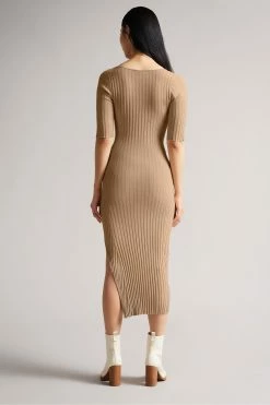 Ted Baker Brown Kiierra Lt-Brown Low Back Detail Knit Dress -TED BAKER Sales Store unnamed file 1160