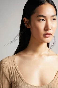 Ted Baker Brown Kiierra Lt-Brown Low Back Detail Knit Dress -TED BAKER Sales Store unnamed file 1162