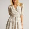 Ted Baker Rosaana Brown Puff Sleeve Wrap Mini Dress -TED BAKER Sales Store unnamed file 1169