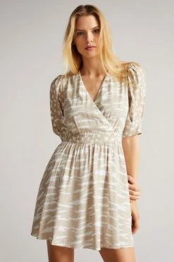 Ted Baker Rosaana Brown Puff Sleeve Wrap Mini Dress 11 Ted Baker Rosaana Brown Puff Sleeve Wrap Mini Dress -TED BAKER Sales Store unnamed file 1173