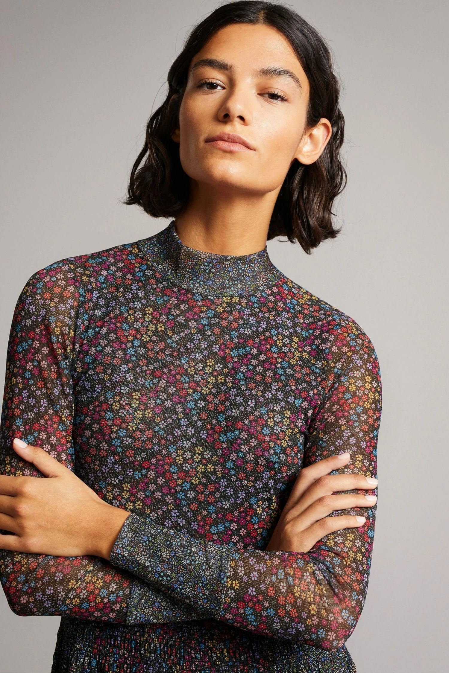 Ted Baker Black Meadoww Mesh Dress With Smocking 6 Ted Baker Black Meadoww Mesh Dress With Smocking - Image 4