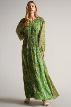 Ted Baker Green Ursilmx Mid Smock Detail Maxi Dress -TED BAKER Sales Store unnamed file 1209