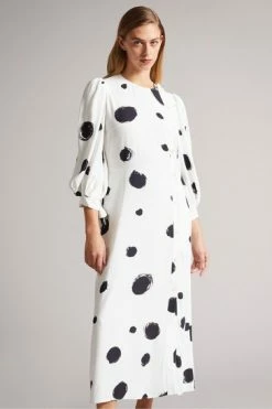 Ted Baker White Eliyzza Button Up Midi Dress With Tie Cuffs -TED BAKER Sales Store unnamed file 1227