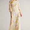Ted Baker Leyona White Printed Full Sleeve Waterfall Maxi Dress -TED BAKER Sales Store unnamed file 1228