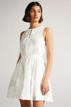 Ted Baker White Maylee Flippy Mini Dress With Neck Tie -TED BAKER Sales Store unnamed file 1234