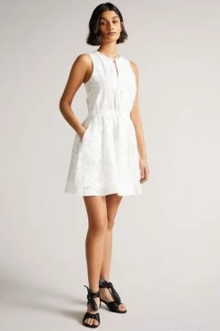 Ted Baker White Maylee Flippy Mini Dress With Neck Tie -TED BAKER Sales Store unnamed file 1238
