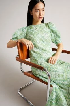 Ted Baker Green Seersucker Check Midi Dress 9 Ted Baker Green Seersucker Check Midi Dress -TED BAKER Sales Store unnamed file 1249