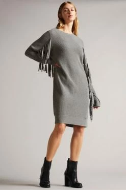 Ted Baker Friidah Grey Cocoon Shape Knitted Dress -TED BAKER Sales Store unnamed file 1260