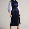 Ted Baker Kaytei Navy Blue Belted Midi Dress With Puff Sleeve -TED BAKER Sales Store unnamed file 1272