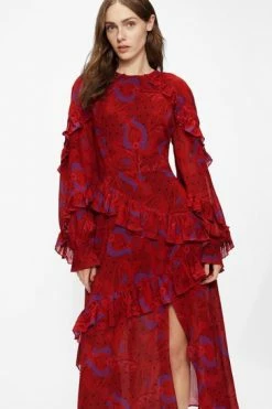 Ted Baker Enrqeta Red Frilled Printed Dress -TED BAKER Sales Store unnamed file 1281