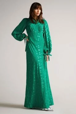 Ted Baker Mid-Green Tallyia Maxi Dress With Seam Detailing -TED BAKER Sales Store unnamed file 1287