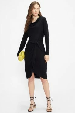 Ted Baker Black Neyda Jersey Drape Long Sleeve Mini Dress -TED BAKER Sales Store unnamed file 1293