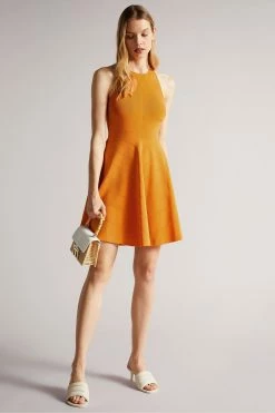 Ted Baker Orange Rayon Flippy Knit Dress -TED BAKER Sales Store unnamed file 1314