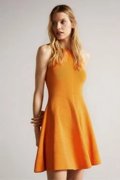 Ted Baker Orange Rayon Flippy Knit Dress -TED BAKER Sales Store unnamed file 1316