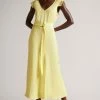 Ted Baker Yellow V-Neck Bias Cut Midi Dress -TED BAKER Sales Store unnamed file 1317