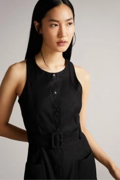 Ted Baker Black Button Through Racer Back Midi Dress -TED BAKER Sales Store unnamed file 1331