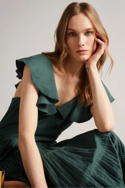 Ted Baker Teal-Blue Iveth Exaggerated Ruffle Midi Dress -TED BAKER Sales Store unnamed file 1338