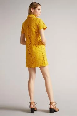 Ted Baker Yellow Mini Lace With Oversized Pockets Shirt Dress -TED BAKER Sales Store unnamed file 1350