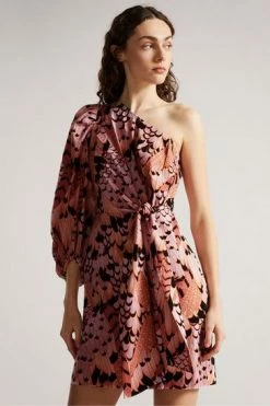 Ted Baker Ted Bake Orange Tie Waist One Shoulder Mini Dress -TED BAKER Sales Store unnamed file 1360