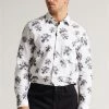 Ted Baker White Milhill Long Sleeve Photographic Magnolia Print Shirt -TED BAKER Sales Store unnamed file 1382