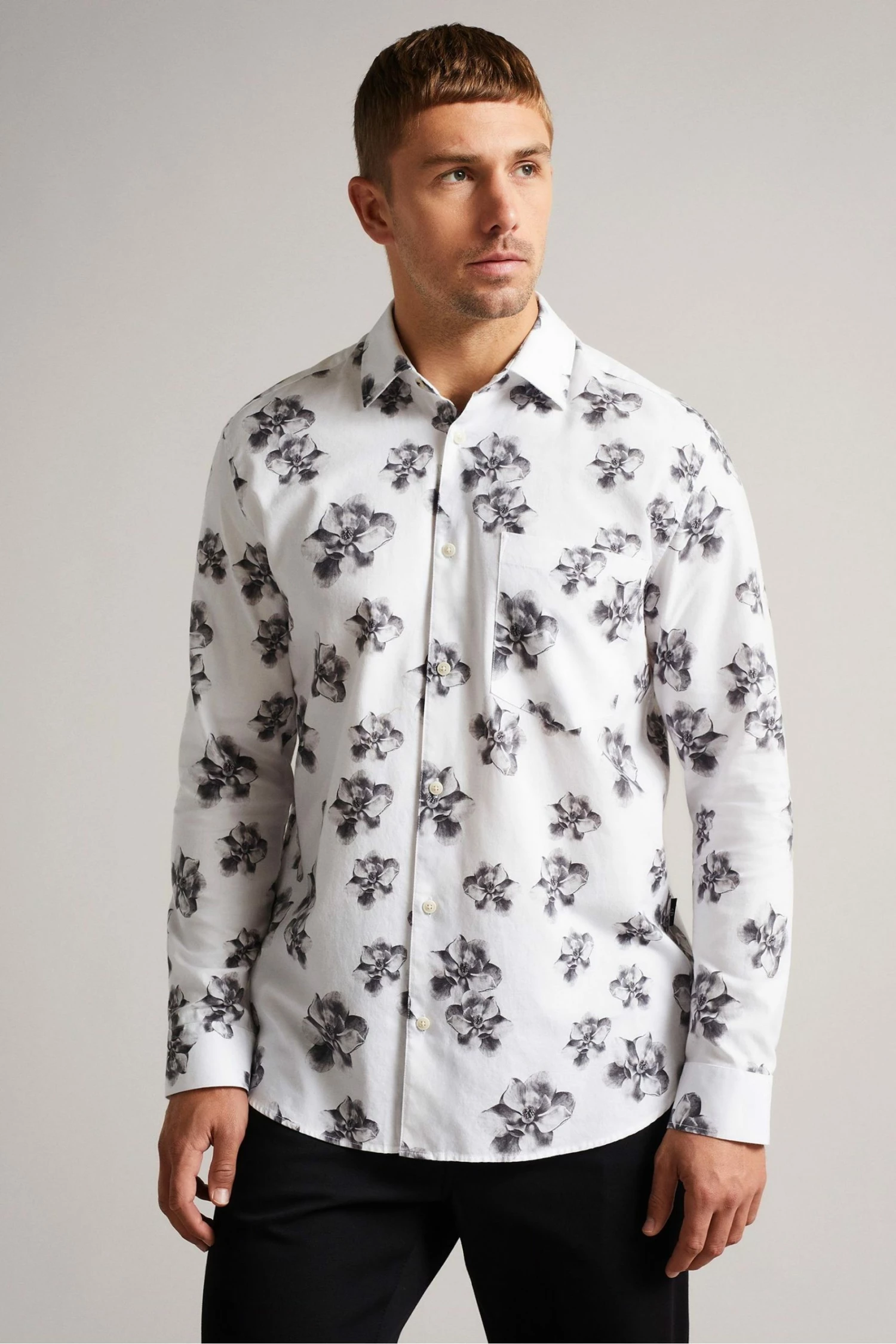 Ted Baker White Milhill Long Sleeve Photographic Magnolia Print Shirt 5 Ted Baker White Milhill Long Sleeve Photographic Magnolia Print Shirt - Image 3