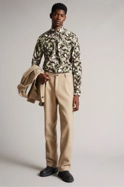 Ted Baker Poplar Brown Long Sleeve Abstract Floral Print Shirt -TED BAKER Sales Store unnamed file 1390