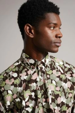 Ted Baker Poplar Brown Long Sleeve Abstract Floral Print Shirt -TED BAKER Sales Store unnamed file 1391