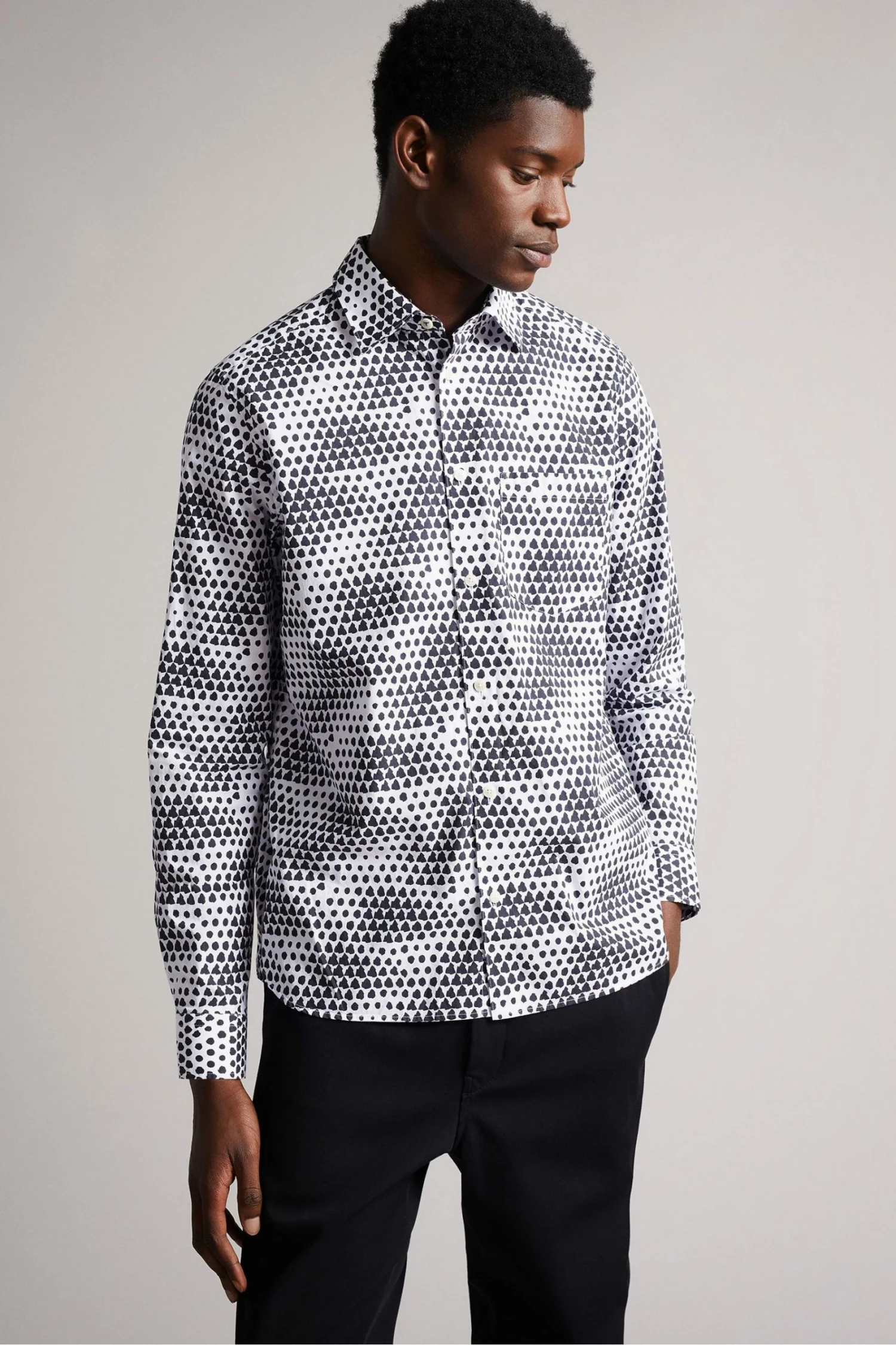Ted Baker White Hundon Long Sleeve Geo Tile Print Shirt 3 Ted Baker White Hundon Long Sleeve Geo Tile Print Shirt
